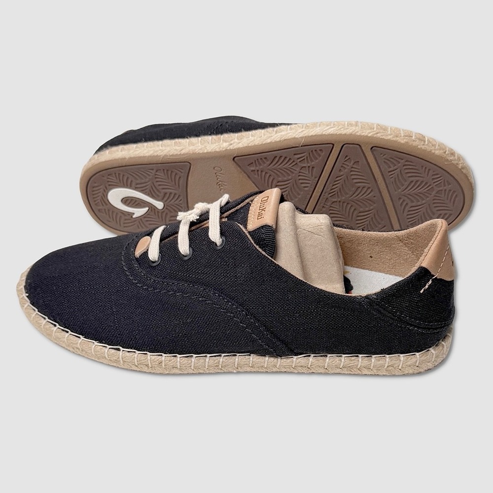 Olukai Pa'a Li Shoes / Sneakers - NIB Womens Size 7 Black / Tan - #49840-OFCL